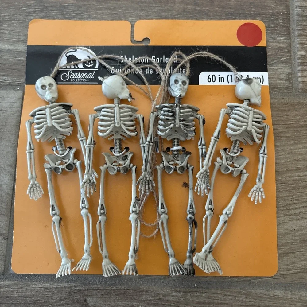 Gothic Skeleton Garland 6 in Tall Pack of 4 Halloween Skeletons On Twine